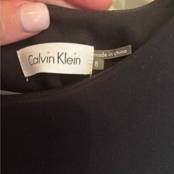 Calvin Klein Belted Black and White Striped Mini Dress - Picture 3 of 5